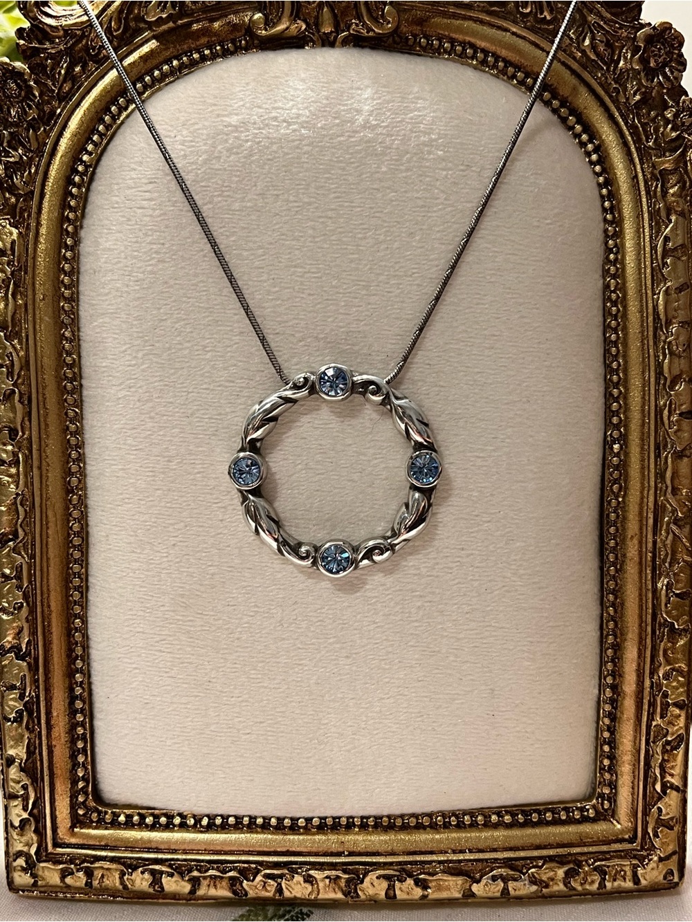 Brighton Silver Gateway Blue Crystal Pendant Necklace